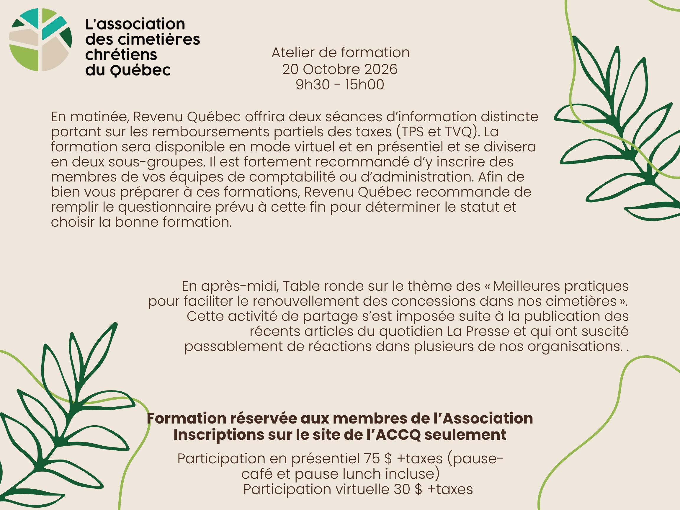 Formation 20 Octobre 2026 – Formation en présentiel Organismes à but non lucratif (OBNL)